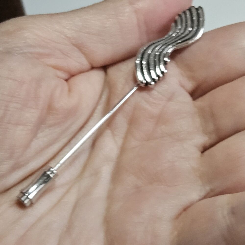 Sarah Coventry Swirl Silver Tone Lapel Stick Pin Vintage Signed - Picture 2 of 10